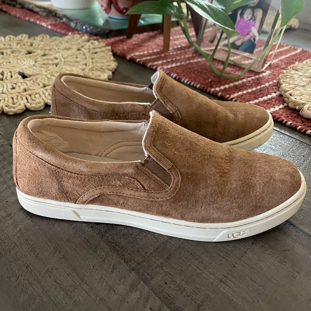 UGG Chestnut Brown Suede Slip-On Sneakers
